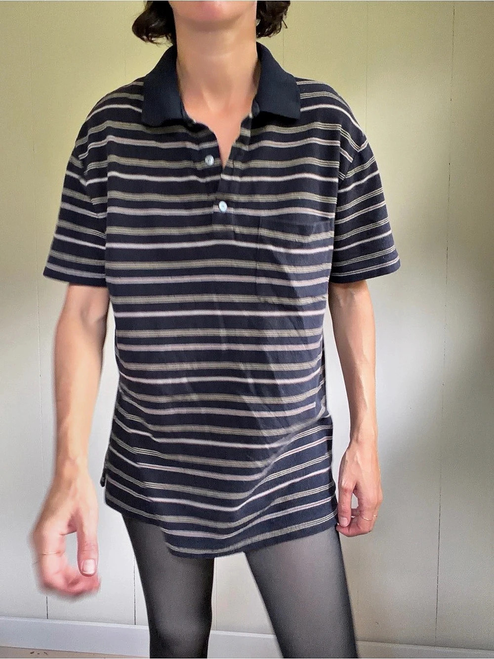 GAP Classic Fit Striped Polo in Blue & White Size Medium 90s inspired